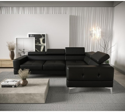 Rohová sedací souprava TOSCANIA 250x180 - černá eko kůže , pravá