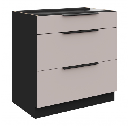 Dolní skřínka ARONA - 80 D 3S BB, Černá mat/Kašmír