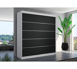 Šatní skříň s posuvnými dveřmi ESTEVA 200 Bílá+Černá