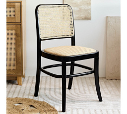 Židle LEGNO ratan černá 49x45x83 cm 871363