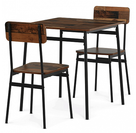 Jídelní set s 2 židlemi, 70x70x76cm, mdf, old wood, AUT-O2121 OLW2
