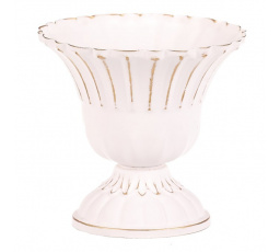 Kalich kovový - aranžovací, vlnitý, barva bílá