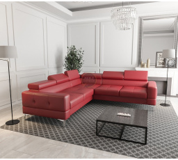 Rohová kožená sedací souprava TOSCANIA MAX 250×250 - červená kůže , pravá