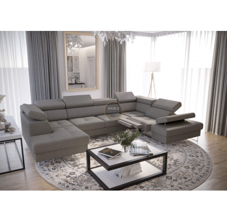 Rohová sedací souprava GALAXY MAX II , relax s funkcí spaní 215x350x170 - šedá , pravá