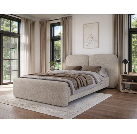 Bed Ollival 160x200 with metal frame and storage box, beige plush Royal 18 1 Bed Ollival 160x200 with metal frame and storage box, beige plush Royal 18 1