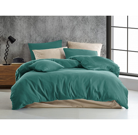 Francouzské mušelínové povlečení petrolové 200x200