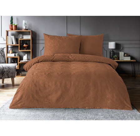 Saténový povlak na polštář se žakárovým vzorem listy hnědé 30x40 Saténový povlak na polštář se žakárovým vzorem listy hnědé 30x40