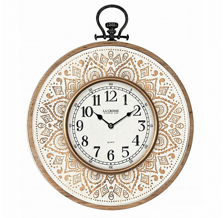 Hodiny nástěnné - pr. 40 cm, MDF, motiv mandaly po obvodu