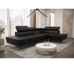 Rohová sedací souprava EMPORIO MINI 300x180 přírodní kůže - černá kůže , pravá