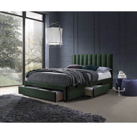 Postel s úložným prostorem GRACE 160, Zelený Velvet