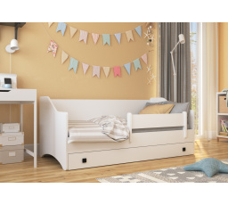 Dětská postel NAOMI s matrací, Bílá/Grafit