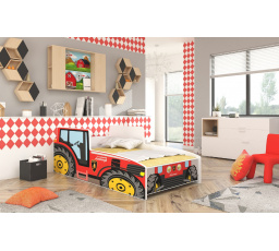 Postel s matrací TRACTOR RED 140x70 Červená
