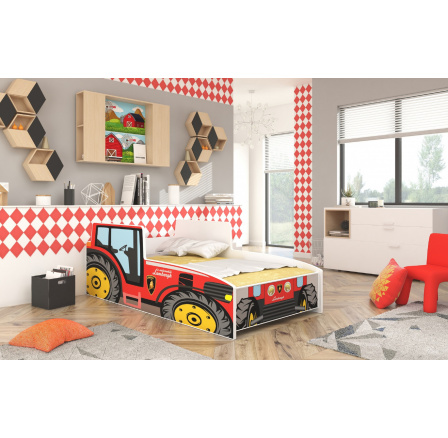 Postel s matrací TRACTOR RED 140x70 Červená