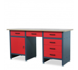 Dílenský stůl FRANK, 1700 x 850 x 600 mm, antracitově-červený