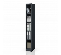 Úzký kovový regál, archivační na dokumenty antracitový: TIM 250 x 1850 x 400 mm