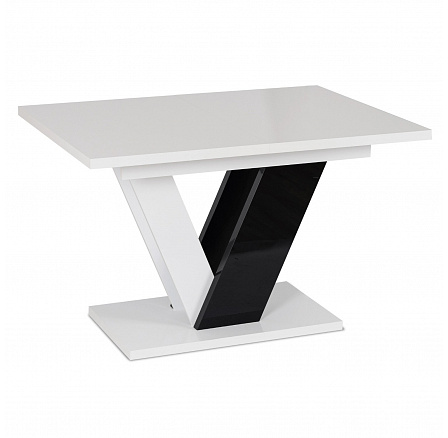Stůl CLARK Rozkládací 120-160 cm Bílý/Černý Lesk