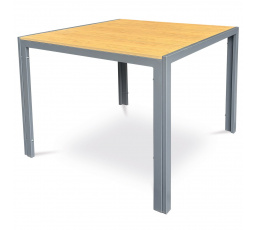 Stůl zahradní 90x90x73, deska polywood v dekoru dubu, šedá kovová konstrukce