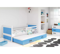 Dětská postel RICO s přistýlkou 80x190 cm, s matracemi, Bílá/Modrá