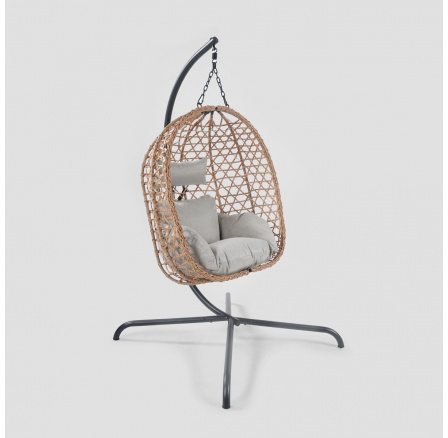 Houpačka NIDO Natural s béžovým polštářem 104x106x184 cm 743597