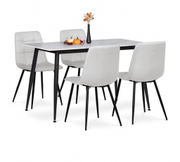 Jídelní set s 4 židlemi, 130x70x76cm mramor, ASE-1038 WT2