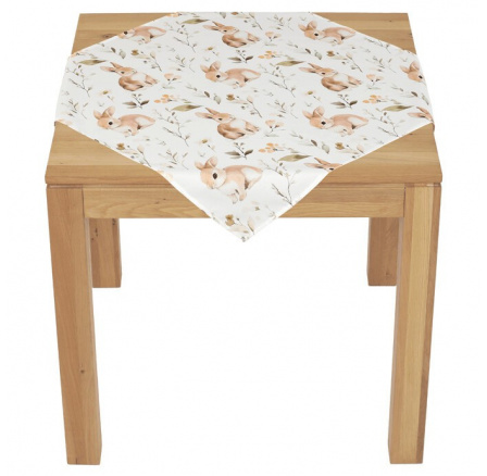 Ubrus - zajíci a květiny, 100 % polyester, 80 x 80 cm