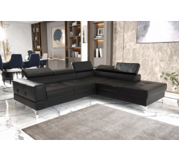Rohová sedací souprava TOSCANIA II průměr 30x250 - černá eko kůže , pravá