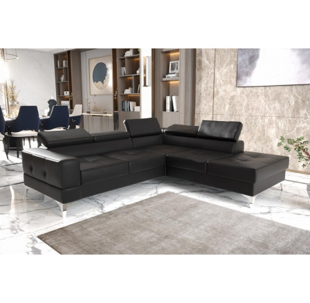 Rohová sedací souprava TOSCANIA II průměr 30x250 - černá eko kůže , pravá Rohová sedací souprava TOSCANIA II průměr 30x250 - černá eko kůže , pravá