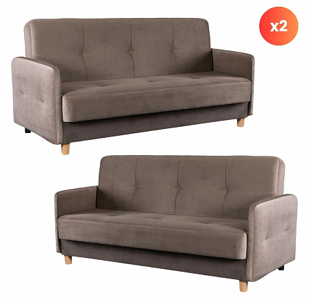 Sada 2x Rozkládací Pohovka CUBA Béžová