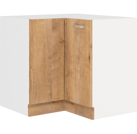 Dolní rohová skřínka SARA - 89x89 DN 1F BB, Bílá / Dub Lefkas
