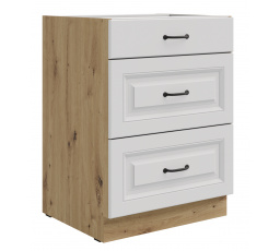 Dolní skřínka STELLO - 60 D 3S BB, Dub Artisan/Bílý mat