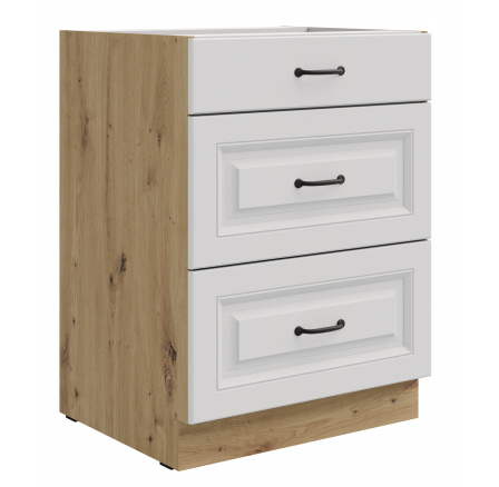 Dolní skříňka STELLO - 60 D 3S BB, Dub Artisan/Bílý mat Dolní skříňka STELLO - 60 D 3S BB, Dub Artisan/Bílý mat
