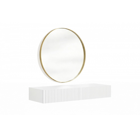 NICOLE TOALETNÍ STOLEK 100 2SZ - bílý mat / závěsný + NICOLE ZRCADLO 80 - zlatý