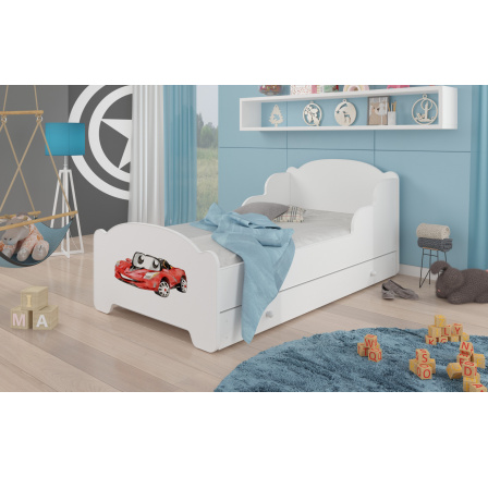 Postel s matrací a šuplíkem AMADIS RED CAR 160x80 Bílá