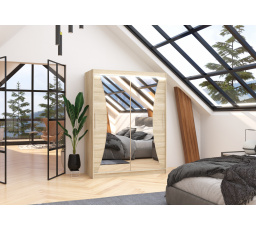 Posuvná skříň se zrcadlem a LED osvětlením MAX 150 Sonoma+Sonoma