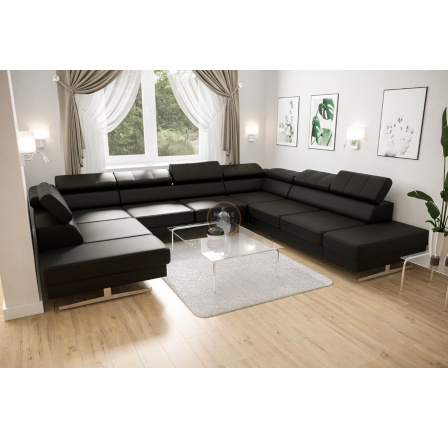Rohová sedací souprava EMPORIO MAX I 300x350x220 přírodní kůže - černá kůže , pravá Rohová sedací souprava EMPORIO MAX I 300x350x220 přírodní kůže - černá kůže , pravá