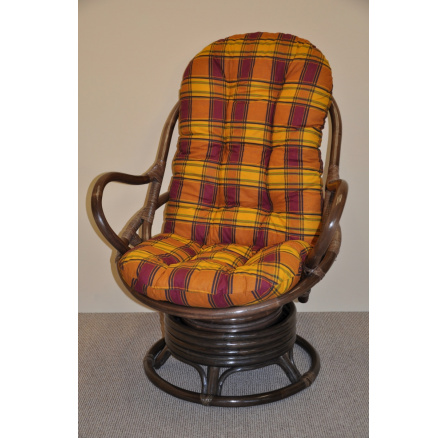 Ratanové houpací křeslo Swivel Helsinky  hnědé polstr okrový