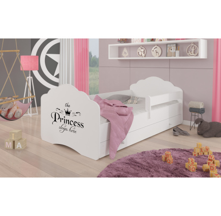 Postel s matrací, zábranou a šuplíkem CASIMO PRINCESS BLACK 140x70 Bílá