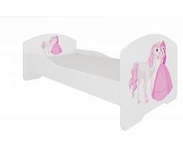 Postel s matrací PEPE PRINCESS AND HORSE 140x70 Bílá