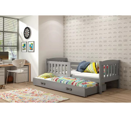Dětská postel KUBUS s přistýlkou 80x190 cm, s matracemi, Grafit/Grafit
