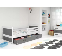 Dětská postel RICO 90x200 cm se šuplíkem, s matrací, Bílá/Grafit