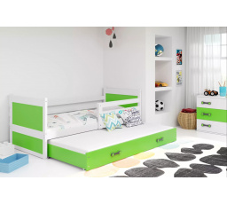 Dětská postel RICO s přistýlkou 80x190 cm, s matracemi, Bílá/Zelená