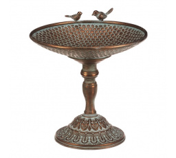 Stojan kovový - 29 cm, aranžovací, s ptáčky, měděný