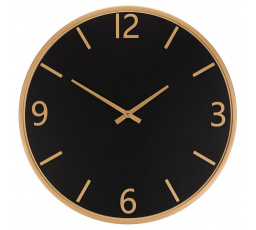 Hodiny nástěnné - pr. 60 cm, melamin a kovový rám, černo-zlaté