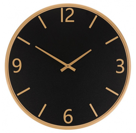 Hodiny nástěnné - pr. 60 cm, melamin a kovový rám, černo-zlaté Hodiny nástěnné - pr. 60 cm, melamin a kovový rám, černo-zlaté