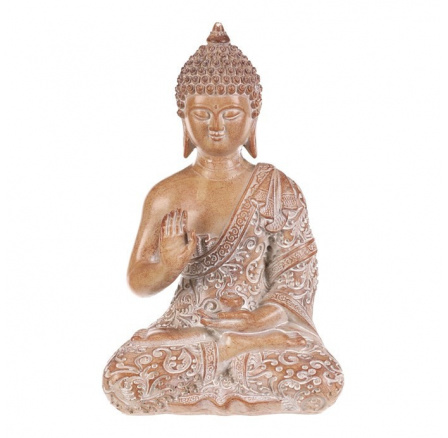 Buddha - polyresinová figurka, barva sv. hnědá