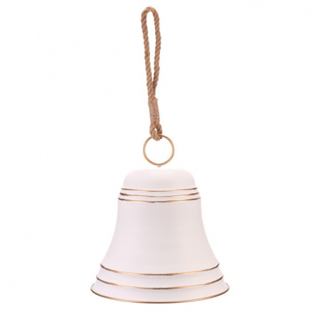 Zvonek - závěsná ozdoba, kov, bílý