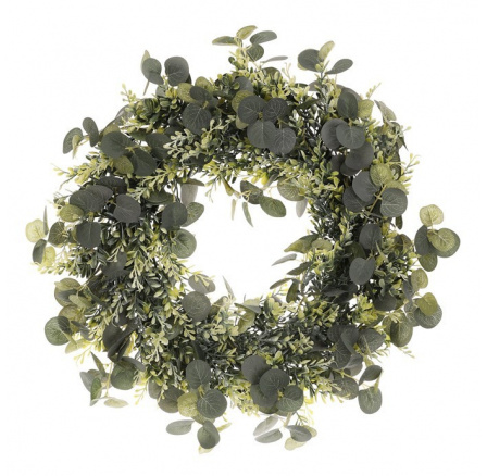 Věnec umělý - pr. 45 cm, mix lístků, barva zelená Věnec umělý - pr. 45 cm, mix lístků, barva zelená