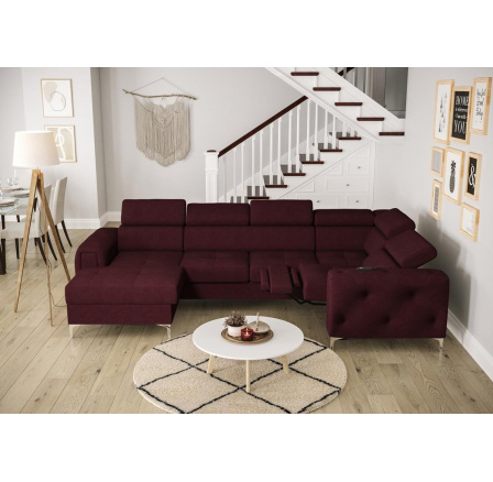 Rohová sedací souprava ORION MAX III , relax s funkcí spaní 165x320x190 cm - Odtíny bordové, pravá Rohová sedací souprava ORION MAX III , relax s funkcí spaní 165x320x190 cm - Odtíny bordové, pravá