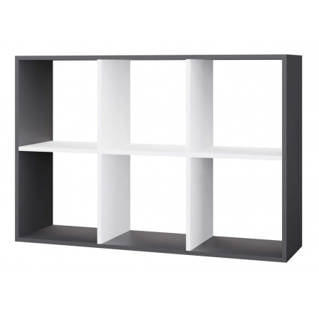 Regál Manja 2x3 antracit/bílá