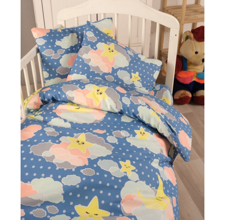 Bavlněný povlak na polštář 40x40 cm s dětským motivem obloha modrá Bavlněný povlak na polštář 40x40 cm s dětským motivem obloha modrá